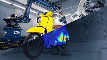 Vibration measurement as a service: here, a deflection shape analysis on an e-scooter