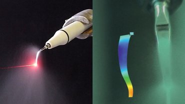 Laser measurement spot and operating deflection shape of a dental scaler
