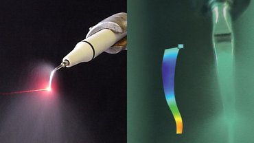 Laser measurement spot and operating deflection shape of a dental scaler Laser measurement spot and operating deflection shape of a dental scaler