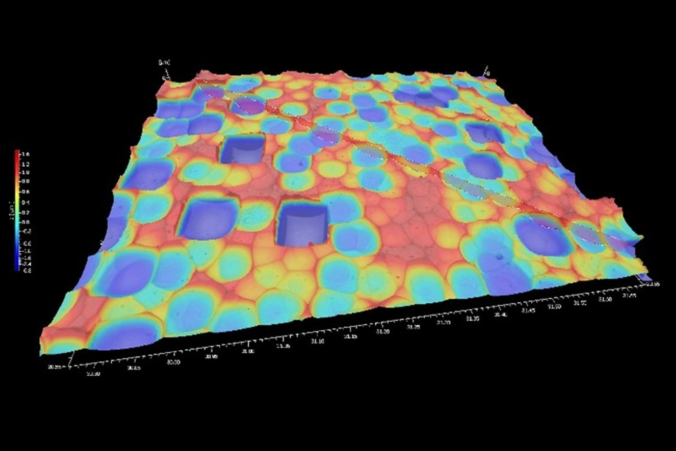 CSI Coherence Scanning Interferometer measuring a semiconductor wafer backside, Ra 0.90µm
