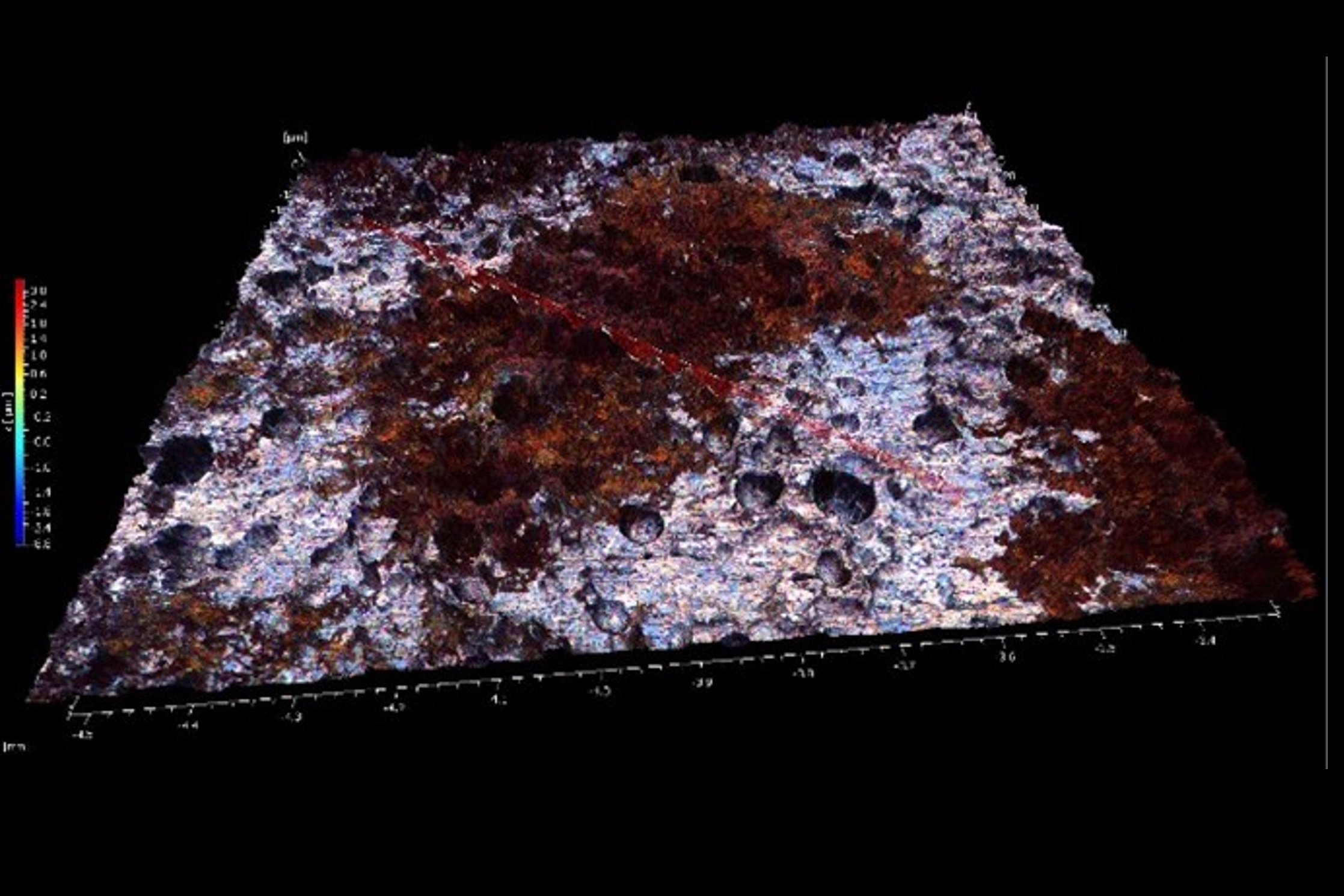 CSI areal topography profile, color image vivid graphic representation	