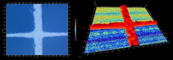 Solar Cell in color mode and normal mode, base texture 212 nm, top texture 1.75 µm; example of a difficult but possible low reflective surface Solar Cell in color mode and normal mode, base texture 212 nm, top texture 1.75 µm; example of a difficult but possible low reflective surface