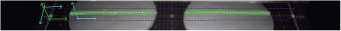 Laser-Triangulation: Laserlinie (oben) und digitale Auswertung (unten)